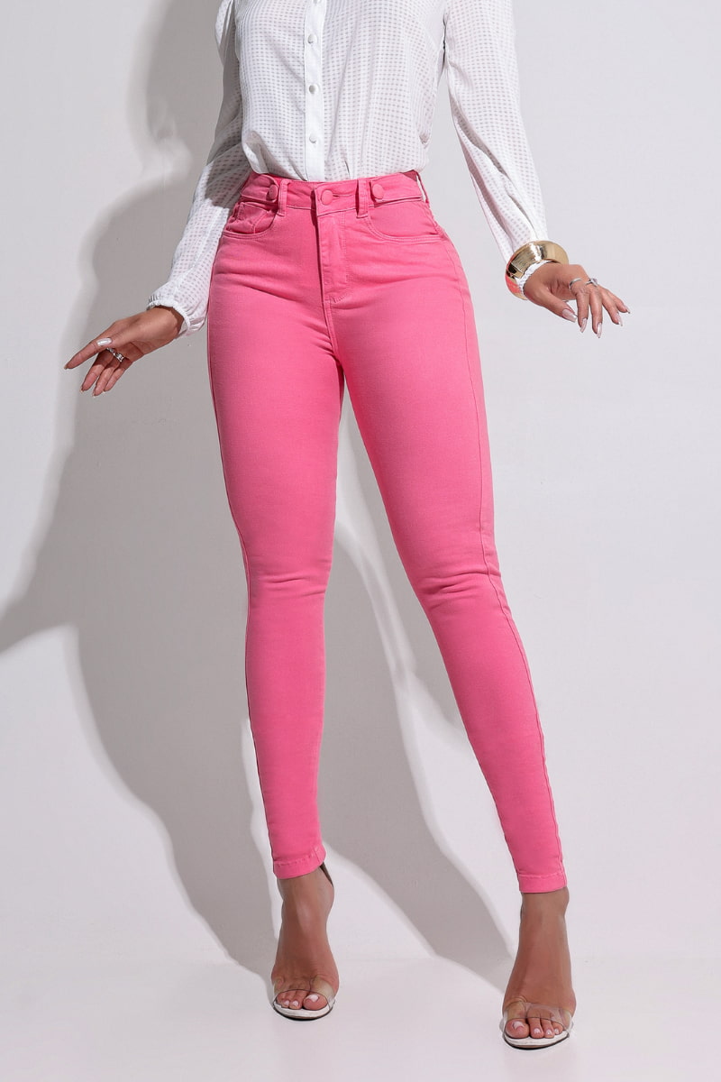 Calça Jeans Modeladora Rosa Glamourosa - CH61