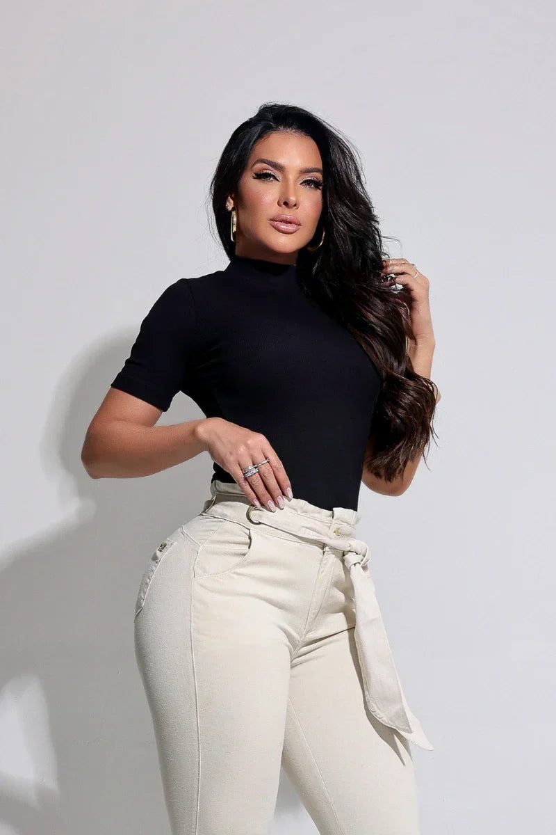 Calça Jeans Modeladora Curva dos Sonhos Creme - CH58