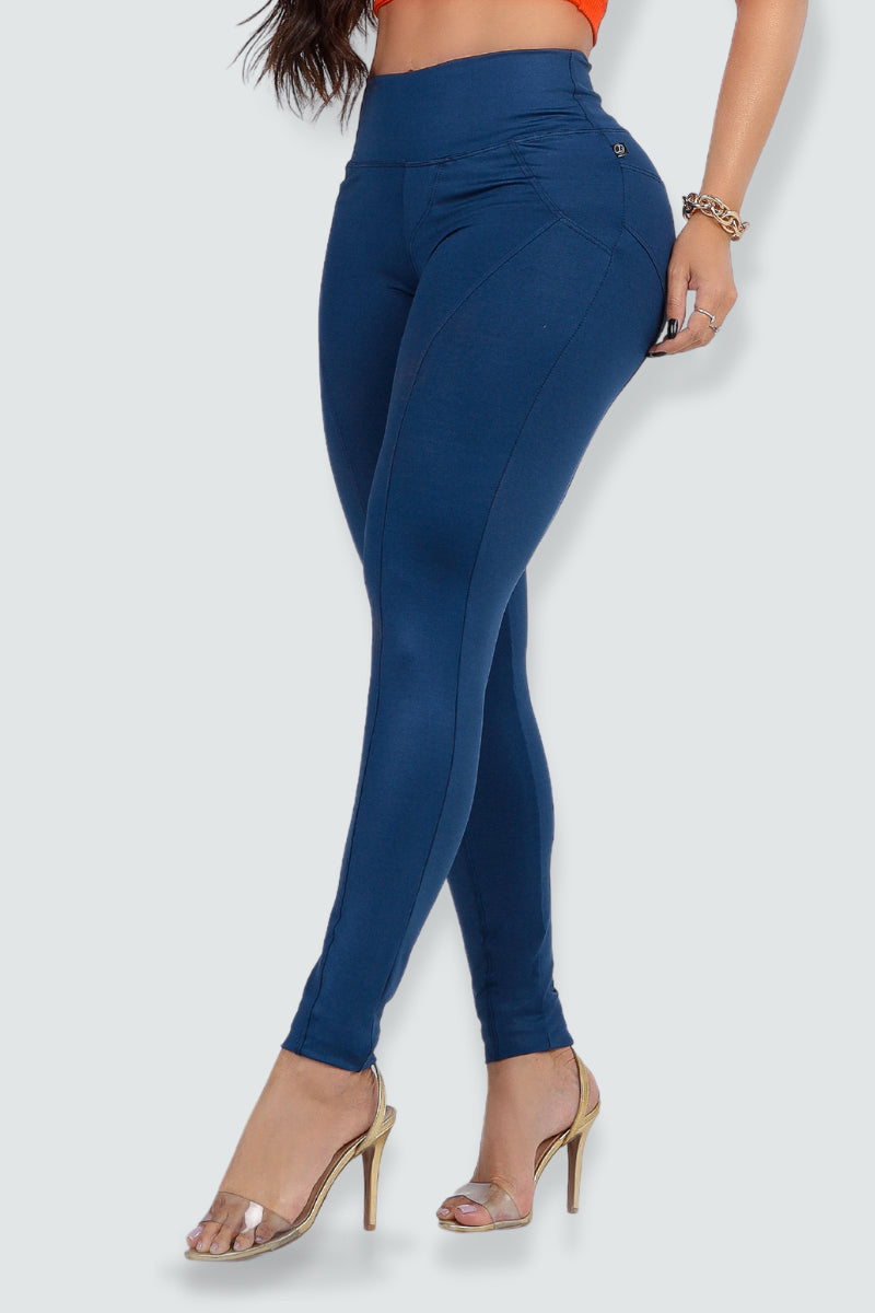 Calça Fitness Modeladora Azul Cintura Alta - CH7522