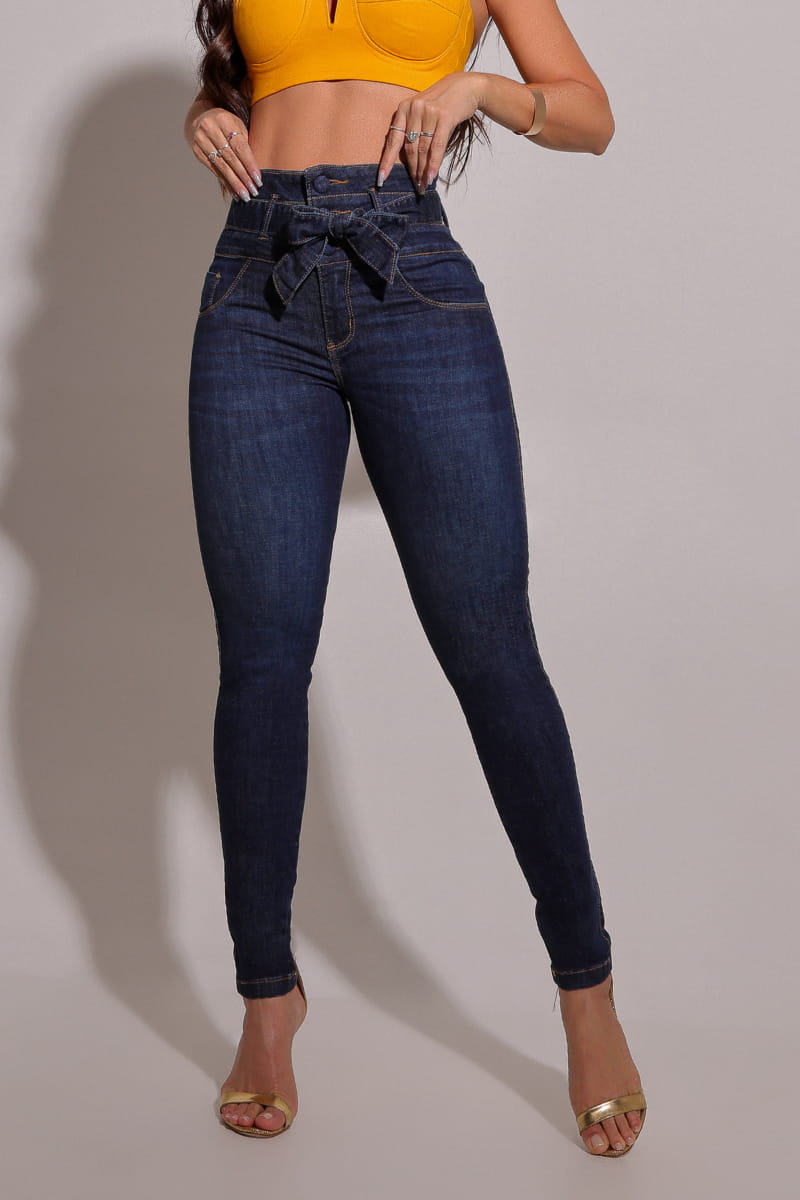 Calça Jeans Feminina Modeladora com Cinto - CH89