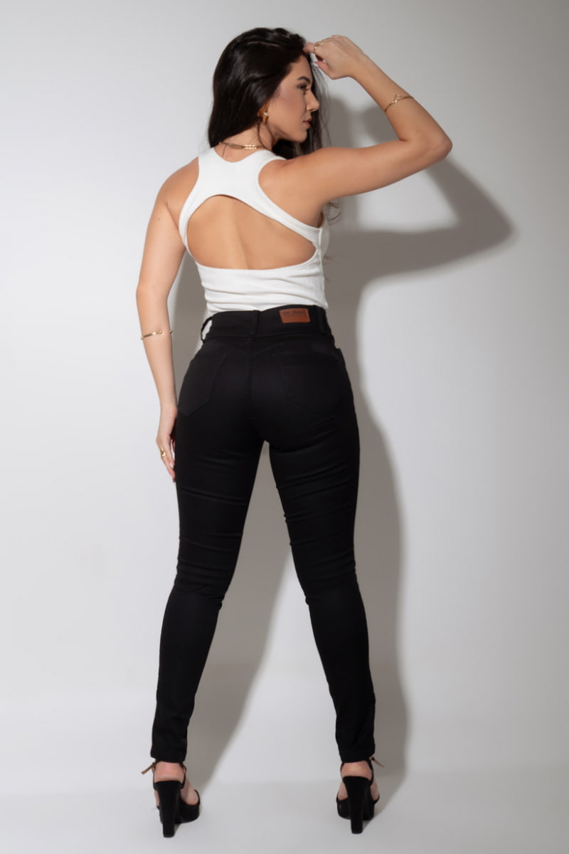 Calça Jeans Modeladora Preta Que Não Desbota Skinny CH111