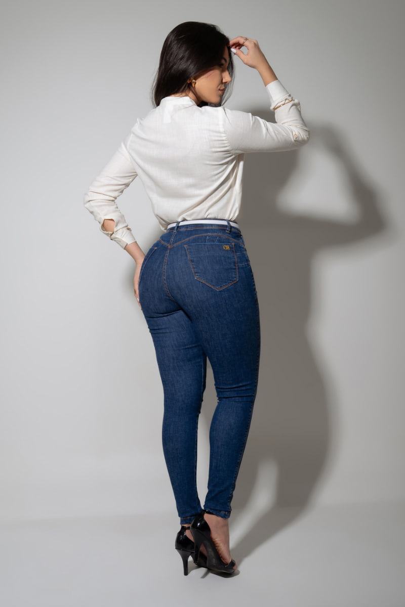 Calça Ultra Modeladora Skinny Cós Alto Com Cinto CH114